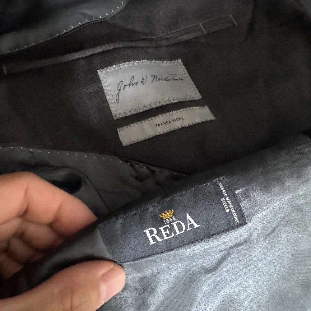 John W. Nordstrom Blazer Mens 42S Charcoal Grey Solid Reda Travel Wool Jacket